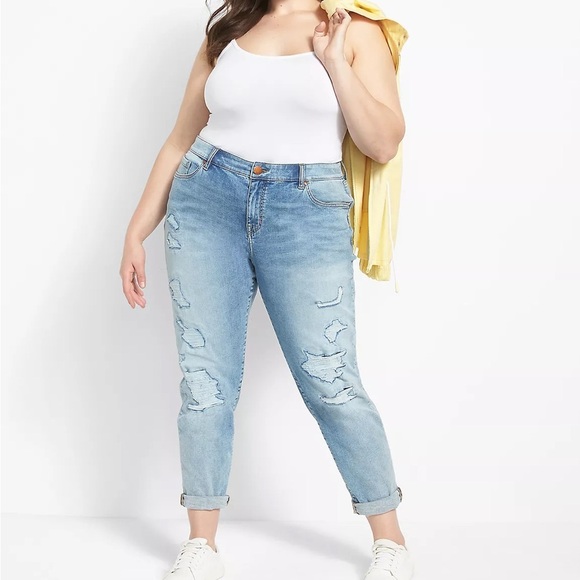 Lane Bryant Flex Magic Waistband Mid Rise Signature Fit Boyfriend Jeans 26 NWT - Picture 1 of 16